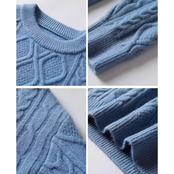 Aelfric Eden Oversized Knit Sweater Solid Vintage Pullover Sweater Unisex Woven Crewneck Knitted Tops01blue