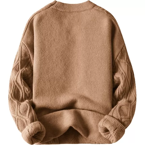 Aelfric Eden Oversized Knit Sweater Solid Vintage Pullover Sweater Unisex Woven Crewneck Knitted Tops01khaki