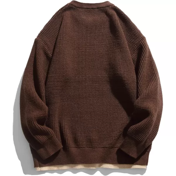 Aelfric Eden Oversized Knit Sweater Solid Vintage Pullover Sweater Unisex Woven Crewneck Knitted Tops35coffee