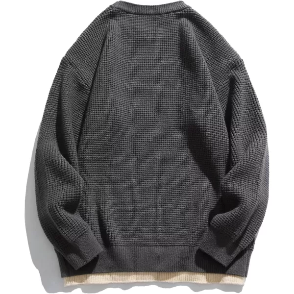 Aelfric Eden Oversized Knit Sweater Solid Vintage Pullover Sweater Unisex Woven Crewneck Knitted Tops35dark Gray