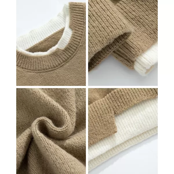 Aelfric Eden Oversized Knit Sweater Solid Vintage Pullover Sweater Unisex Woven Crewneck Knitted Tops38khaki