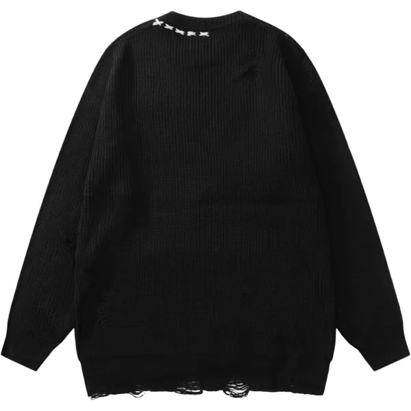 Aelfric Eden Oversized Knit Sweater Solid Vintage Pullover Sweater Unisex Woven Crewneck Knitted TopsAa2black