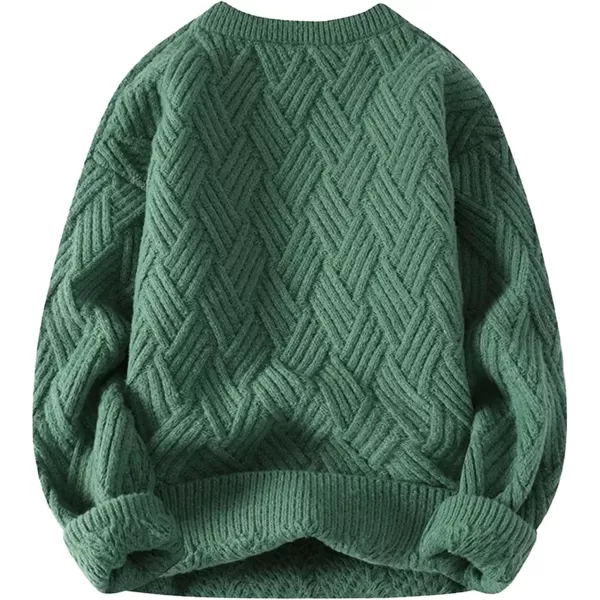 Aelfric Eden Oversized Knit Sweater Solid Vintage Pullover Sweater Unisex Woven Crewneck Knitted TopsB1green