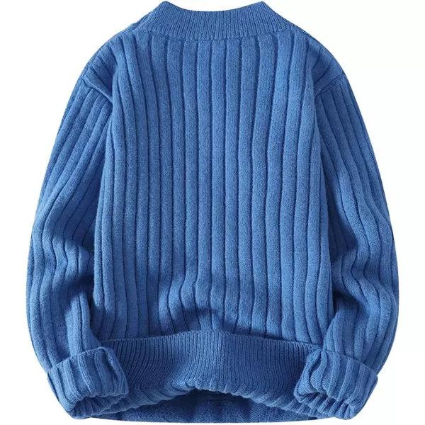 Aelfric Eden Oversized Knit Sweater Solid Vintage Pullover Sweater Unisex Woven Crewneck Knitted TopsB6blue