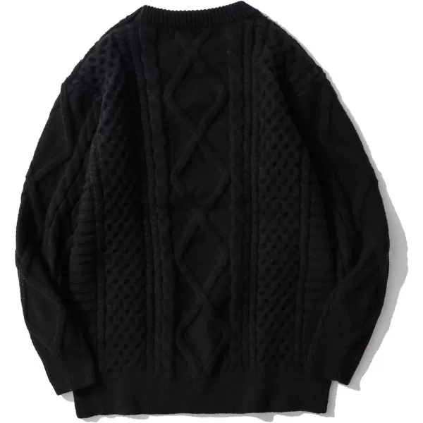 Aelfric Eden Oversized Knit Sweater Solid Vintage Pullover Sweater Unisex Woven Crewneck Knitted TopsBlack