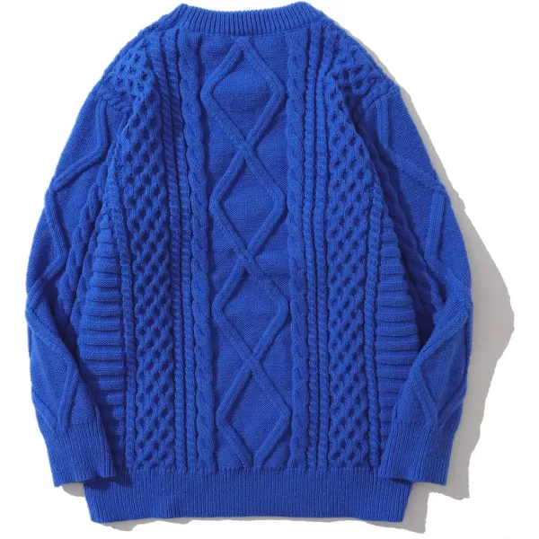 Aelfric Eden Oversized Knit Sweater Solid Vintage Pullover Sweater Unisex Woven Crewneck Knitted TopsBlue