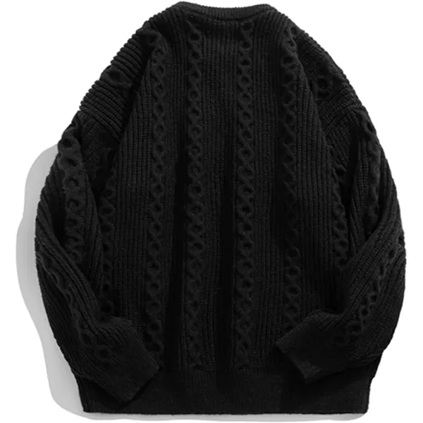 Aelfric Eden Oversized Knit Sweater Solid Vintage Pullover Sweater Unisex Woven Crewneck Knitted TopsC3black