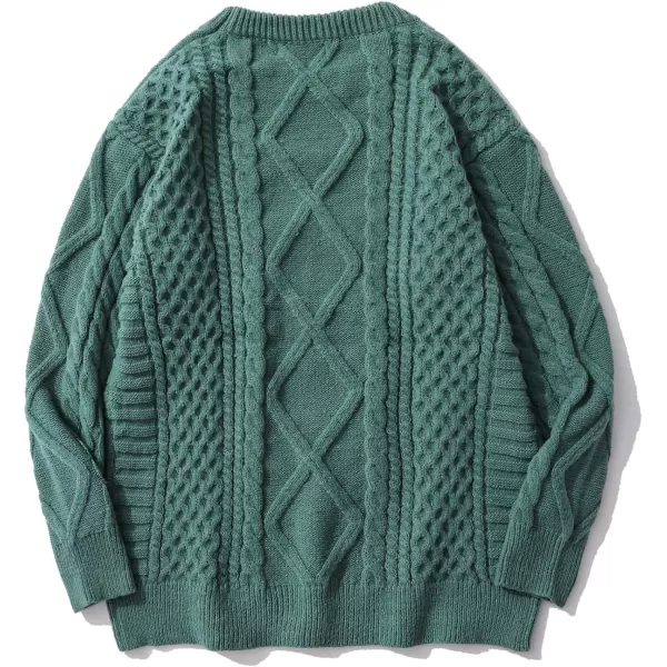 Aelfric Eden Oversized Knit Sweater Solid Vintage Pullover Sweater Unisex Woven Crewneck Knitted TopsGreen