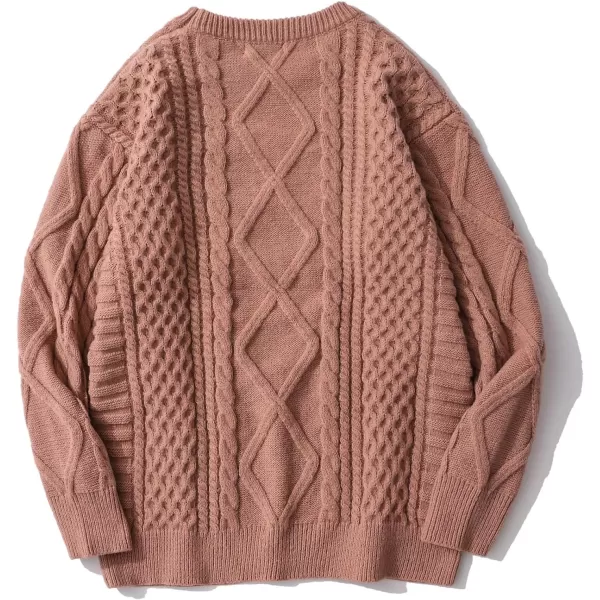 Aelfric Eden Oversized Knit Sweater Solid Vintage Pullover Sweater Unisex Woven Crewneck Knitted TopsPink