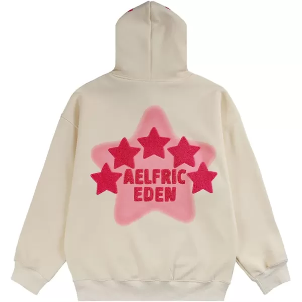 Aelfric Eden Star Graphic Hoodie Streetwear Print Trend Causal Loose Oversized Hooded Sweatshirts PulloverBb04white