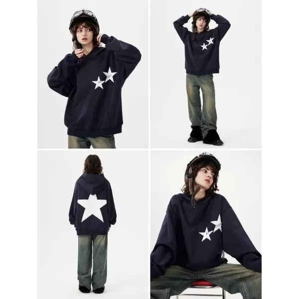 Aelfric Eden Star Graphic Hoodies Oversized Y2k Hooded Sweatshirt Fashion Hoodie Streetwear Unisex Pullover TopsA1navy Blue