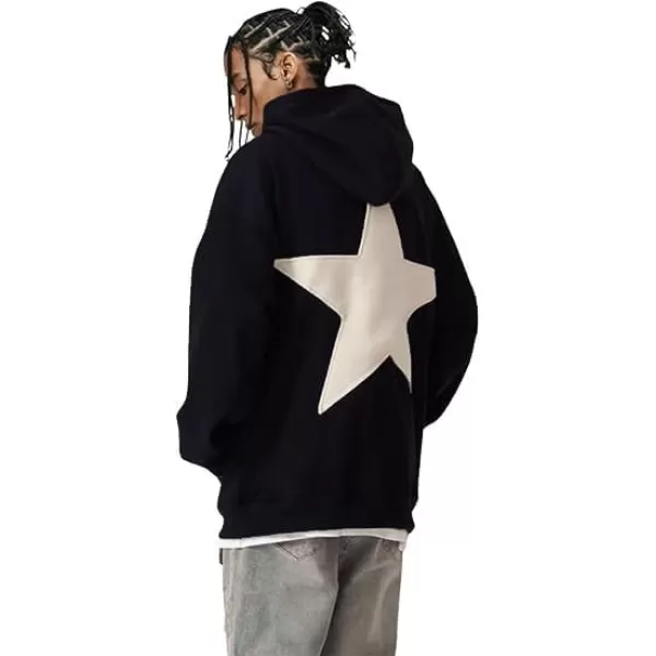 Aelfric Eden Star Graphic Hoodies Oversized Y2k Hooded Sweatshirt Fashion Hoodie Streetwear Unisex Pullover TopsBlackwhite Star