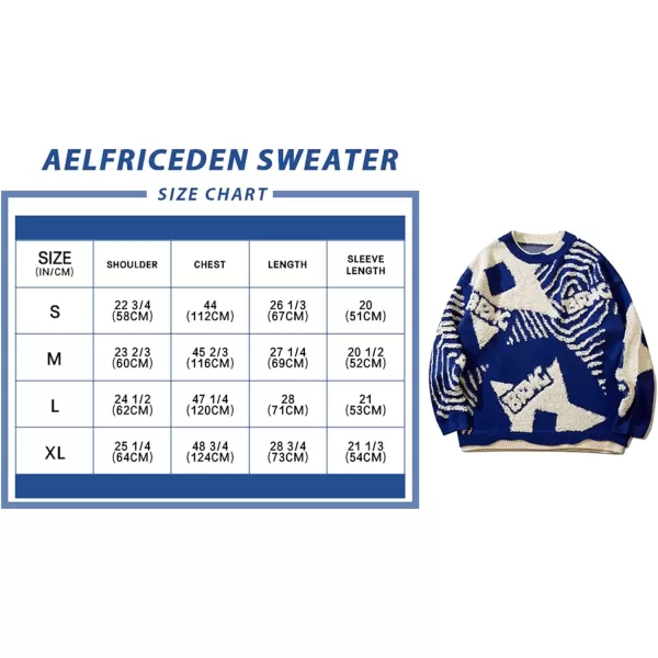 Aelfric Eden Womens Sweater Crewneck Sweater Vintage Oversized Sweater Fall Winter Fashion Casual Couple TopsH17blue