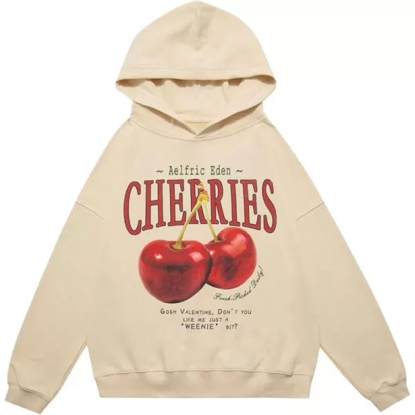 Aelfric Eden Cherry Graphic Hoodies Streetwear Hooded Sweatshirt Pullover Hip Hop Fashion Hoodies Unisex1apricot