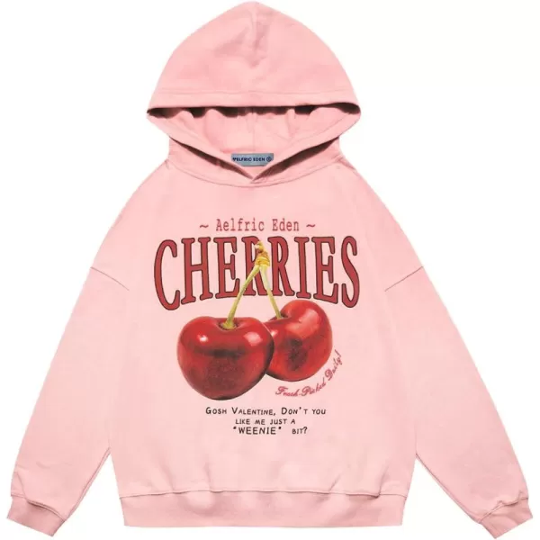 Aelfric Eden Cherry Graphic Hoodies Streetwear Hooded Sweatshirt Pullover Hip Hop Fashion Hoodies Unisex4pink