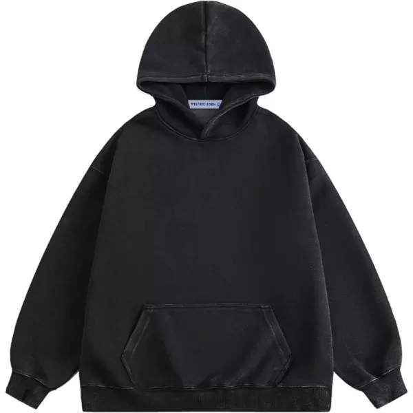 Aelfric Eden Hoodie Oversized Solid Hoodies Unisex Vintage Washed Hooded Sweatshirt with PocketBlack