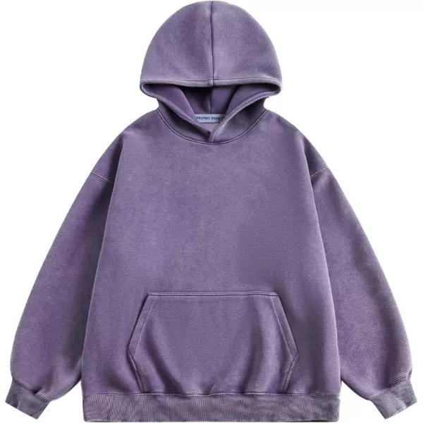 Aelfric Eden Hoodie Oversized Solid Hoodies Unisex Vintage Washed Hooded Sweatshirt with PocketPurple