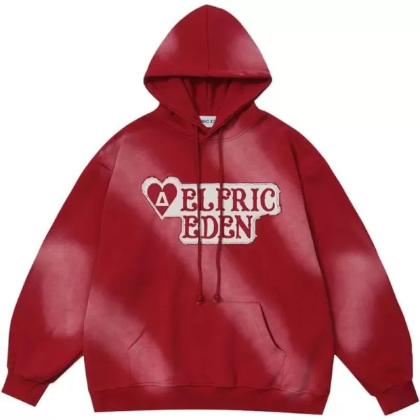 Aelfric Eden Mens Graphic Oversized Hoodie Cartoon Character Print Streetwear Casual hoodies y2k Hooded Sweatshirt1571red