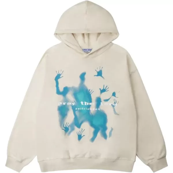 Aelfric Eden Mens Graphic Oversized Hoodie Cartoon Character Print Streetwear Casual hoodies y2k Hooded SweatshirtK01apricot