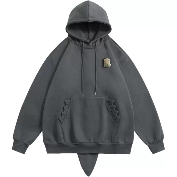 Aelfric Eden Mens Novelty Dinosaur Hoodie Cute Streetwear Hooded Sweatshirt Pullover Hip Hop Fashion Hoodies UnisexDarkgrey