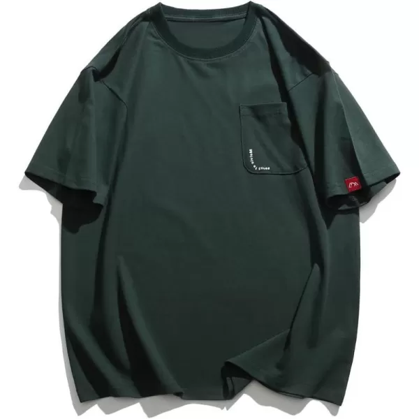 Aelfric Eden Mens Solid Tee 90s Vintage Oversized Shirts Streetwear Short Sleeve Casual Tops26dark Green