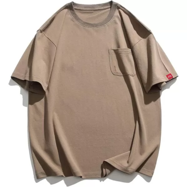 Aelfric Eden Mens Solid Tee 90s Vintage Oversized Shirts Streetwear Short Sleeve Casual Tops26khaki