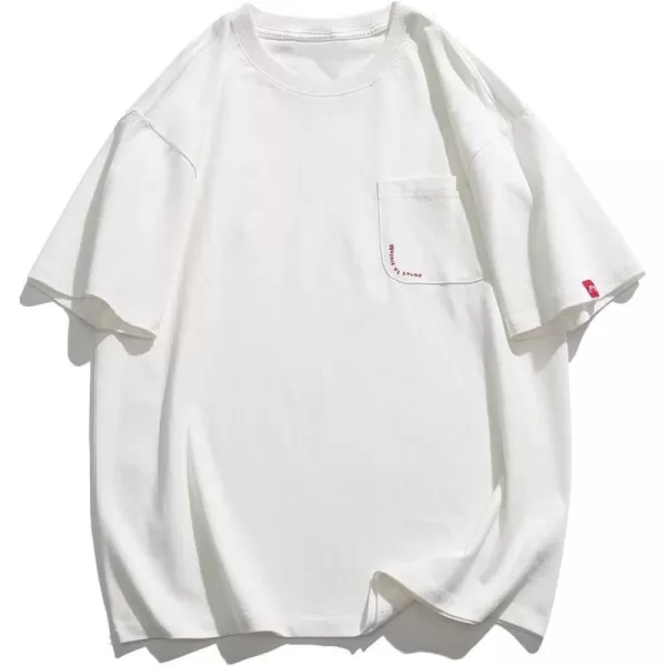 Aelfric Eden Mens Solid Tee 90s Vintage Oversized Shirts Streetwear Short Sleeve Casual Tops26white