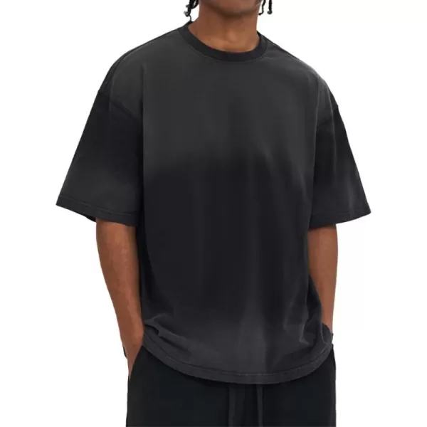 Aelfric Eden Mens Solid Tee 90s Vintage Oversized Shirts Streetwear Short Sleeve Casual TopsA6gradient Black