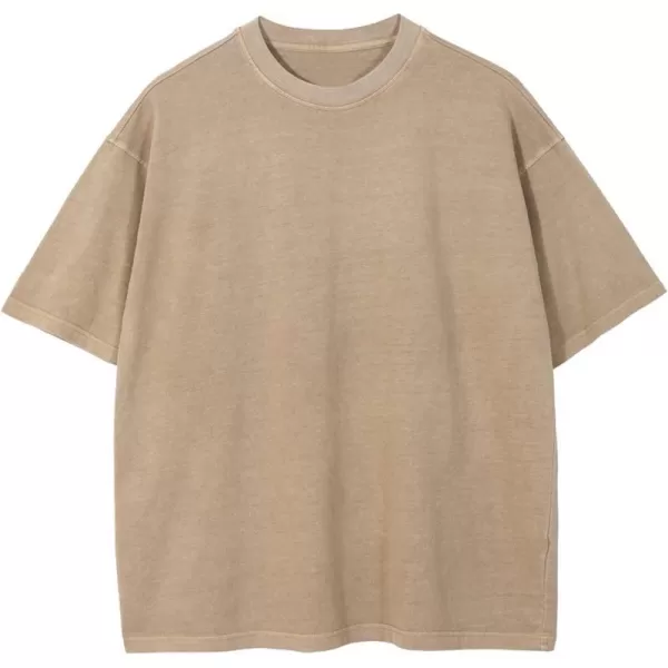 Aelfric Eden Mens Solid Tee 90s Vintage Oversized Shirts Streetwear Short Sleeve Casual TopsB6camel