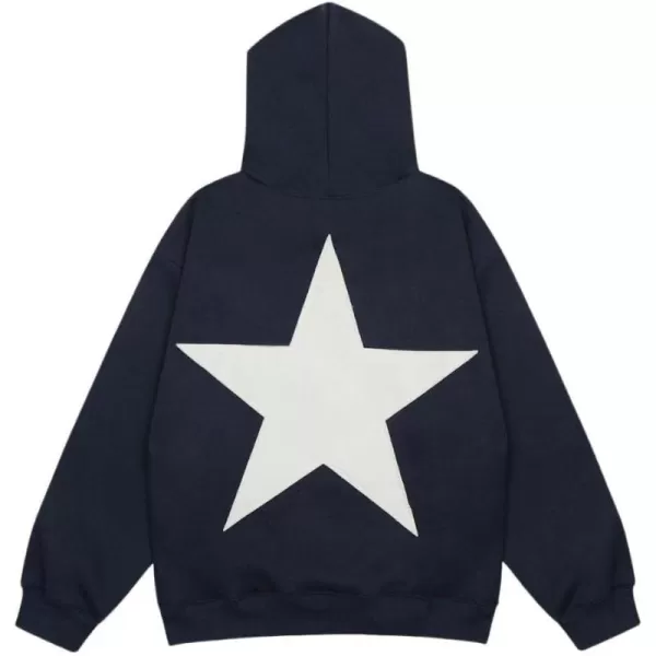 Aelfric Eden Mens Star Oversized Hoodie Print Streetwear Casual hoodies y2k Hooded Sweatshirt1410dark Blue