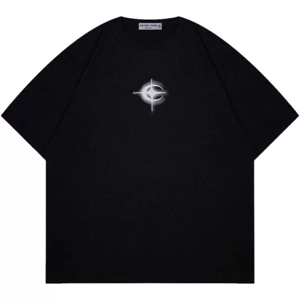 Aelfric Eden Mens Vintage Oversized Tee Shirts Doggy Graphic Print Crewneck Crop Tops Streetwear Cotton Short Sleeve02black