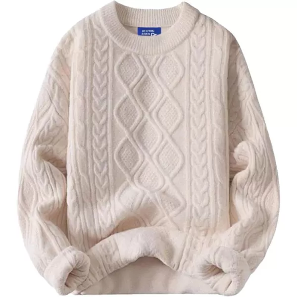 Aelfric Eden Oversized Knit Sweater Solid Vintage Pullover Sweater Unisex Woven Crewneck Knitted Tops01beige