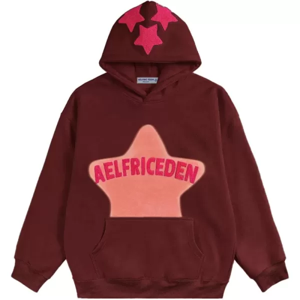 Aelfric Eden Star Graphic Hoodie Streetwear Print Trend Causal Loose Oversized Hooded Sweatshirts PulloverBb04red