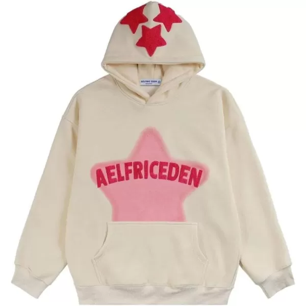 Aelfric Eden Star Graphic Hoodie Streetwear Print Trend Causal Loose Oversized Hooded Sweatshirts PulloverBb04white