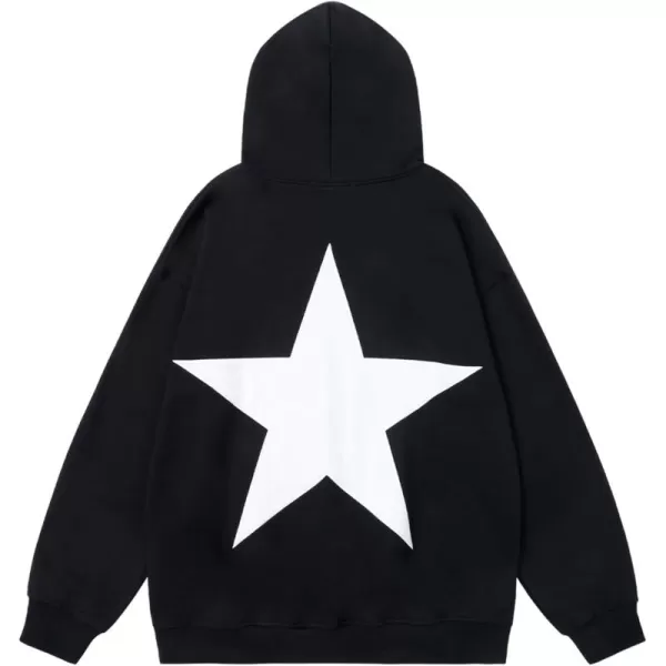 Aelfric Eden Star Graphic Hoodies Oversized Y2k Hooded Sweatshirt Fashion Hoodie Streetwear Unisex Pullover TopsBlackwhite Star