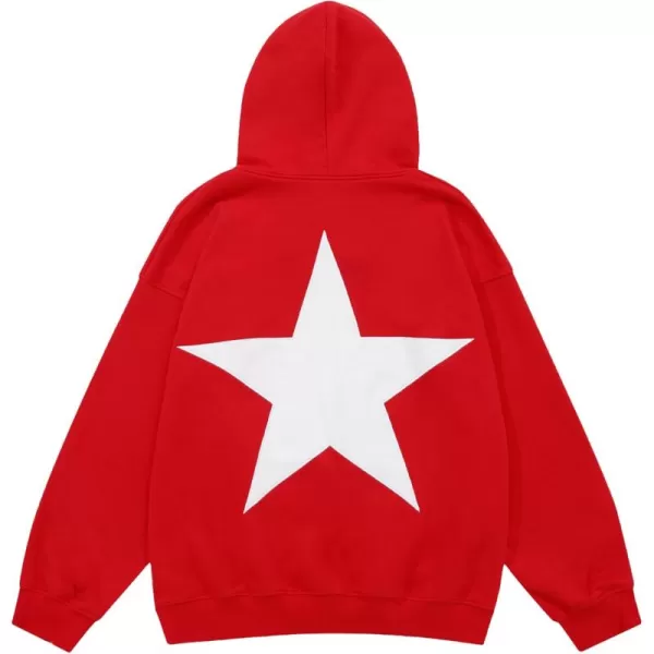 Aelfric Eden Star Graphic Hoodies Oversized Y2k Hooded Sweatshirt Fashion Hoodie Streetwear Unisex Pullover TopsRed