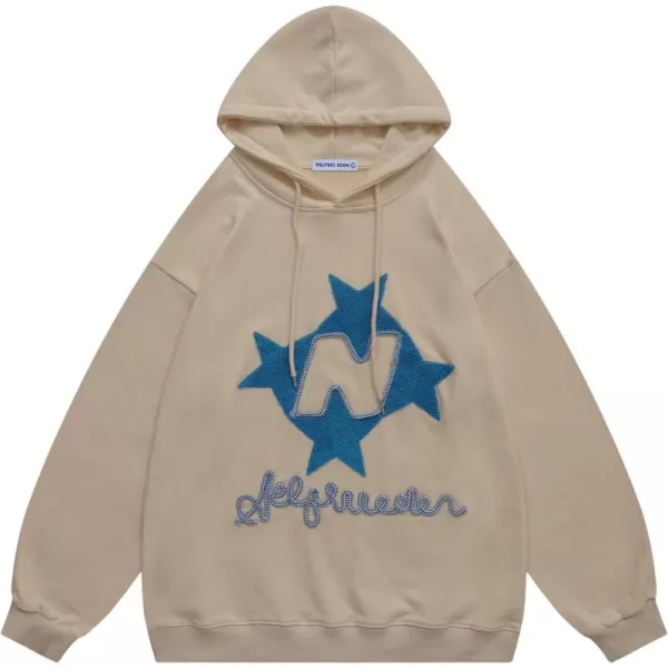 Aelfric Eden Y2k Hoodie Women Graphic Oversized Hoodies Star Embroidered Hoodied Sweatshirt Casual Vintage PulloverCoffee