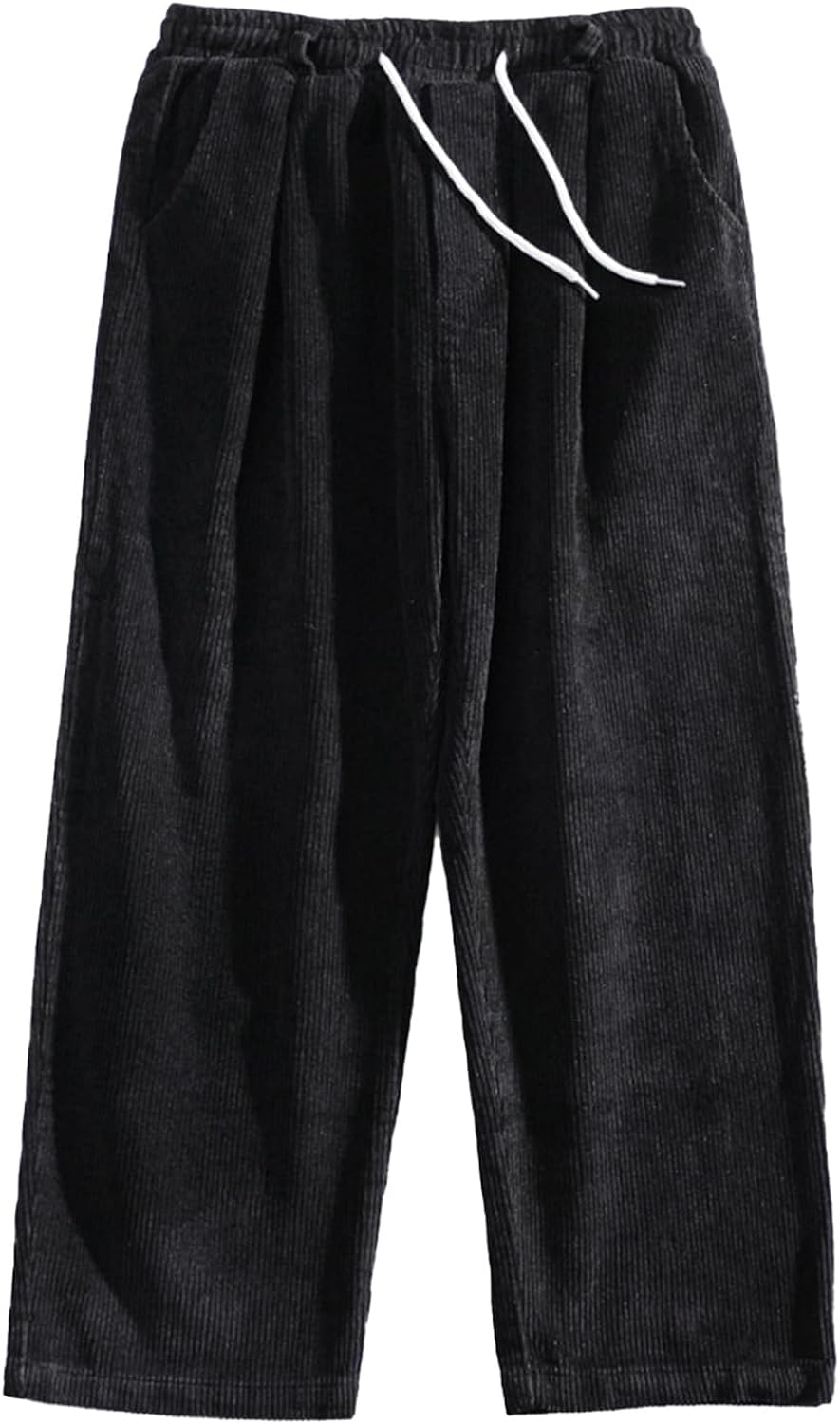 Aelfric Eden Mens Corduroy Vintage Cargo Sweatpants Long Solid Elastic Waist Casual Pants Hip hop Streetwear Pant01black