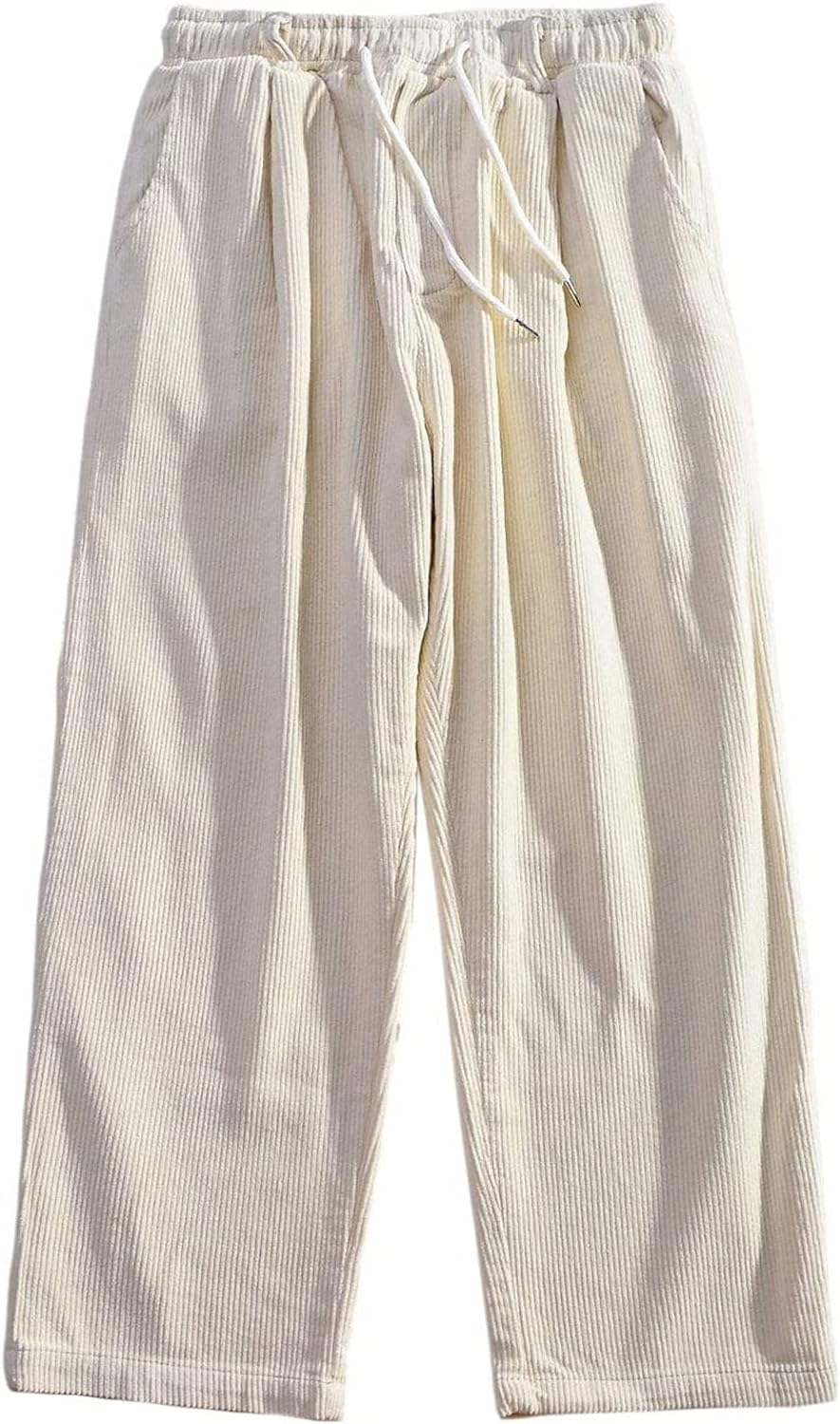 Aelfric Eden Mens Corduroy Vintage Cargo Sweatpants Long Solid Elastic Waist Casual Pants Hip hop Streetwear Pant01khaki