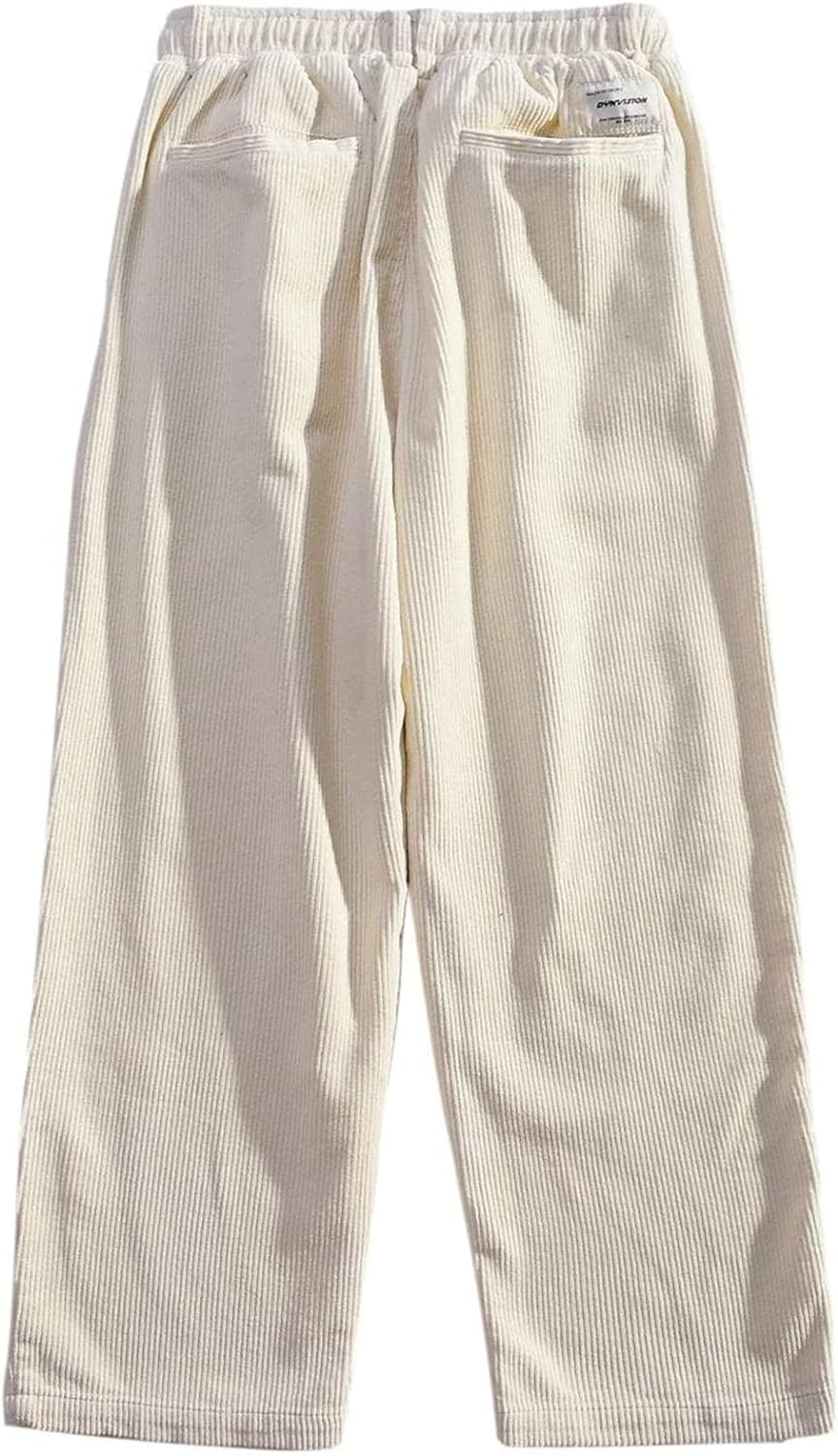 Aelfric Eden Mens Corduroy Vintage Cargo Sweatpants Long Solid Elastic Waist Casual Pants Hip hop Streetwear Pant01khaki