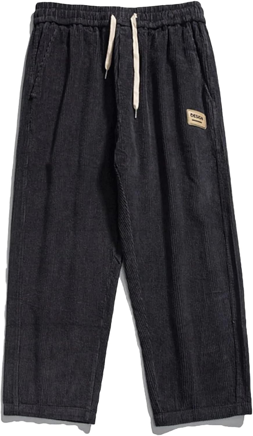 Aelfric Eden Mens Corduroy Vintage Cargo Sweatpants Long Solid Elastic Waist Casual Pants Hip hop Streetwear Pant02black