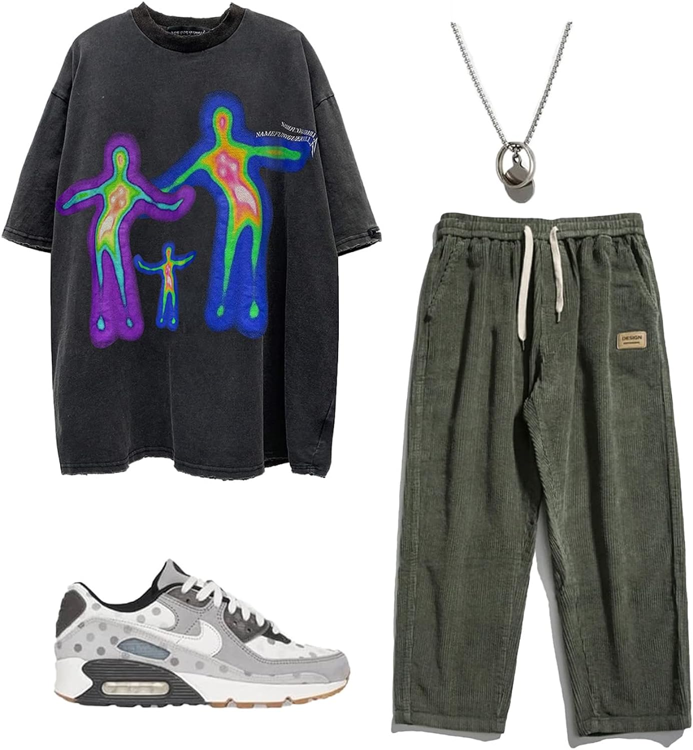 Aelfric Eden Mens Corduroy Vintage Cargo Sweatpants Long Solid Elastic Waist Casual Pants Hip hop Streetwear Pant03green