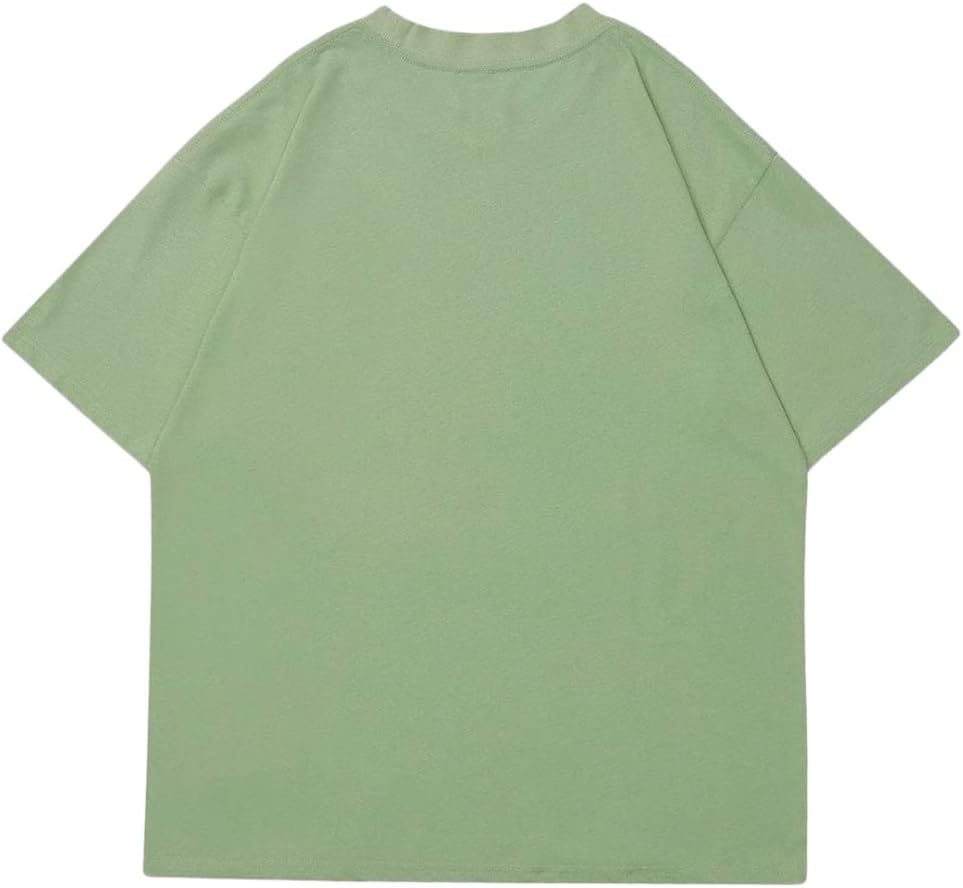 Aelfric Eden Mens Oversized T Shirts Tees Distorted Portrait Print Crew Neck Cotton Tops Streetwear Casual ShirtAgreen01