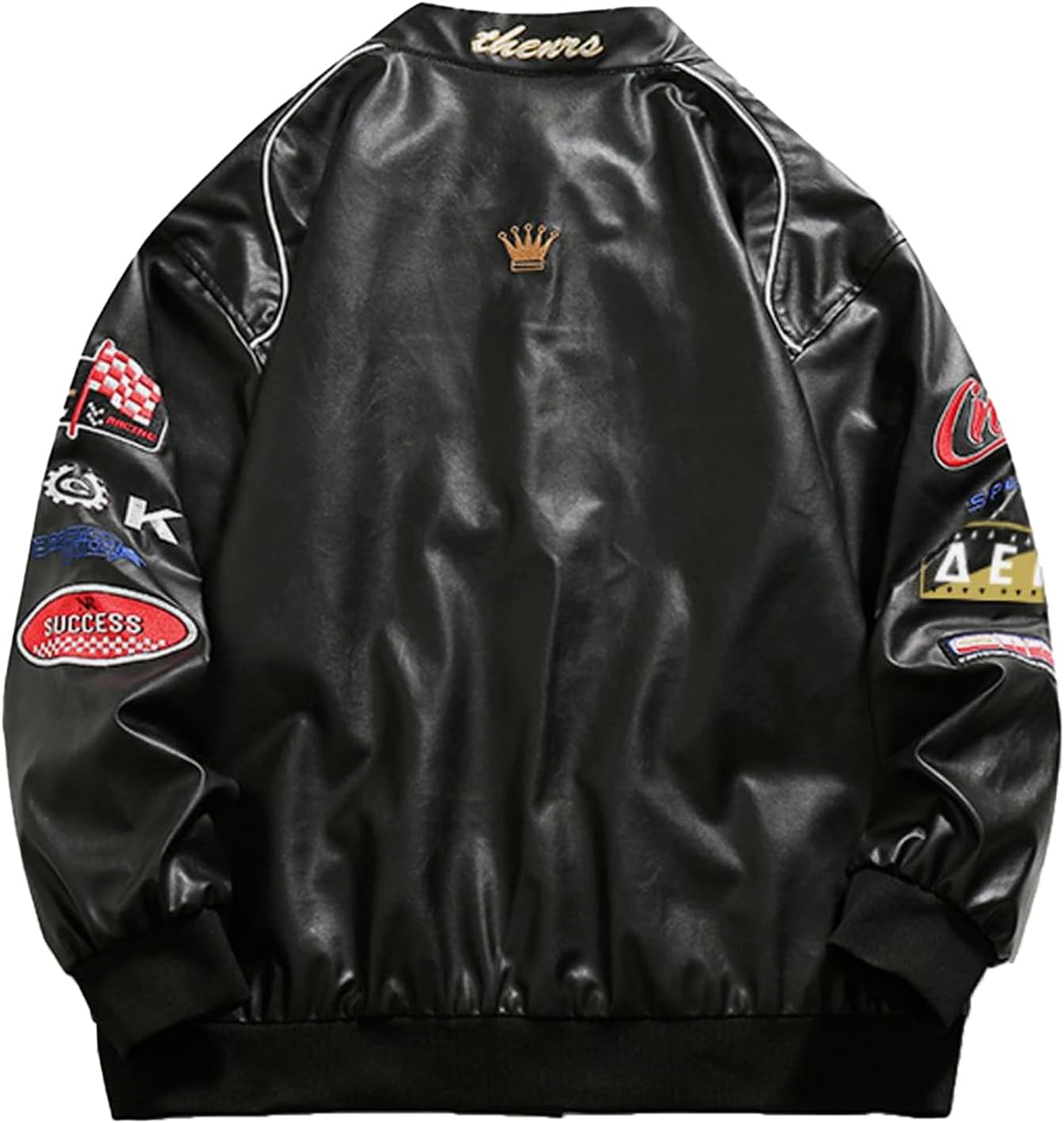 Aelfric Eden Mens Varsity Jacket Vintage Racing Motorcycle Graphic Bomber Jackets Oversized Unisex Streetwear jacket02black