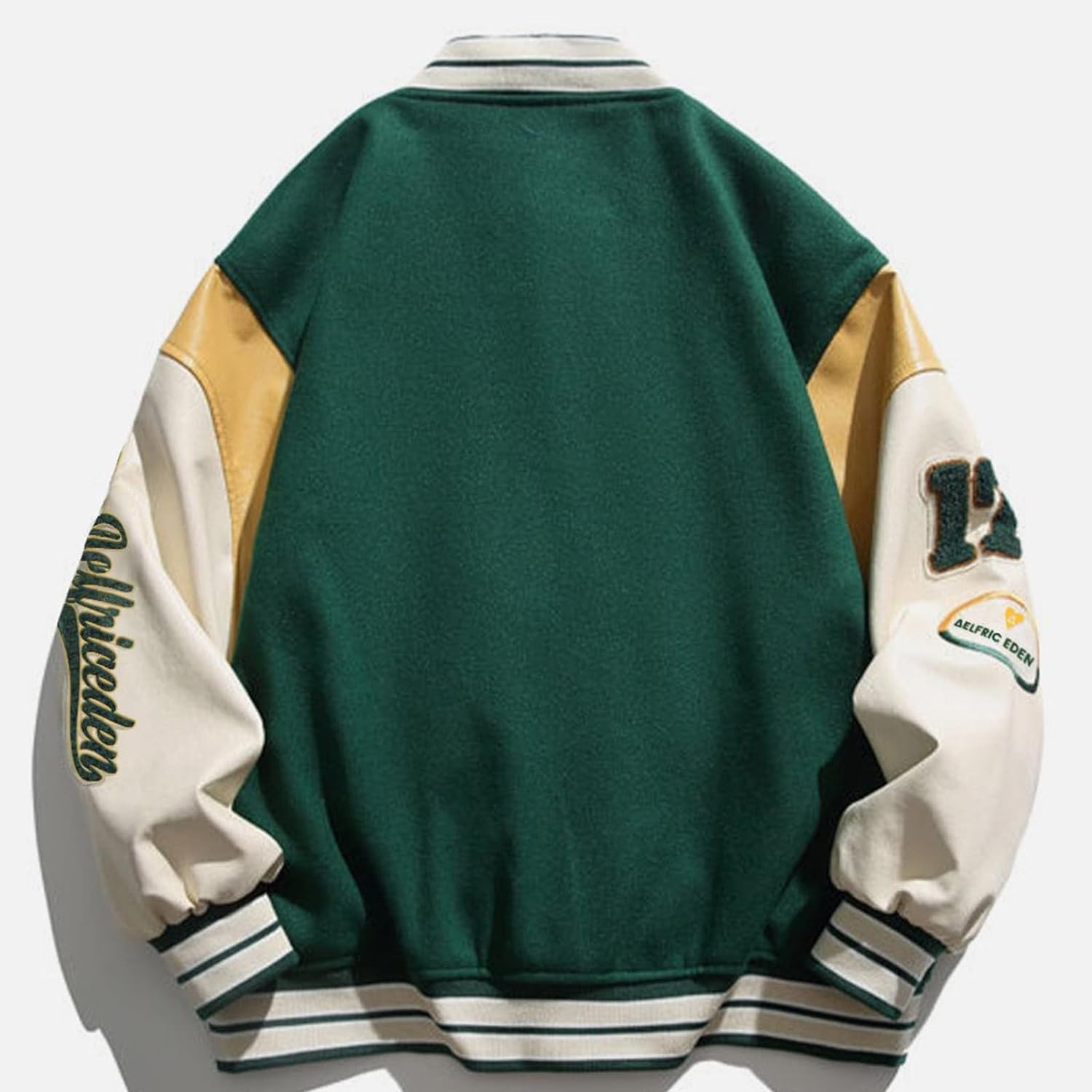 Aelfric Eden Mens Varsity Jacket Vintage Racing Motorcycle Graphic Bomber Jackets Oversized Unisex Streetwear jacket05green