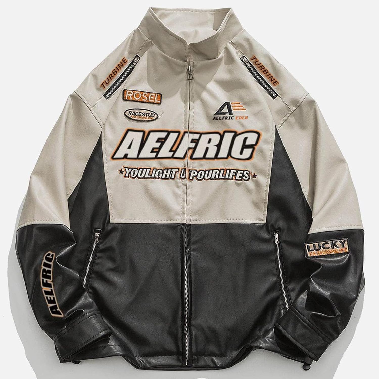 Aelfric Eden Mens Varsity Jacket Vintage Racing Motorcycle Graphic Bomber Jackets Oversized Unisex Streetwear jacket08black