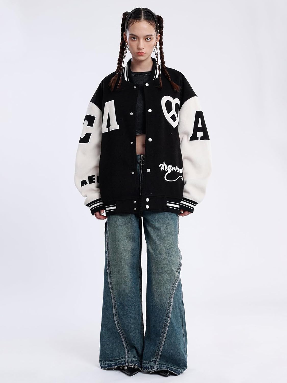 Aelfric Eden Mens Varsity Jacket Vintage Racing Motorcycle Graphic Bomber Jackets Oversized Unisex Streetwear jacket11black