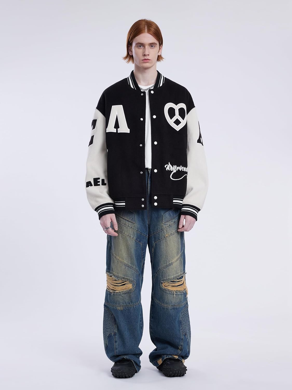 Aelfric Eden Mens Varsity Jacket Vintage Racing Motorcycle Graphic Bomber Jackets Oversized Unisex Streetwear jacket11black