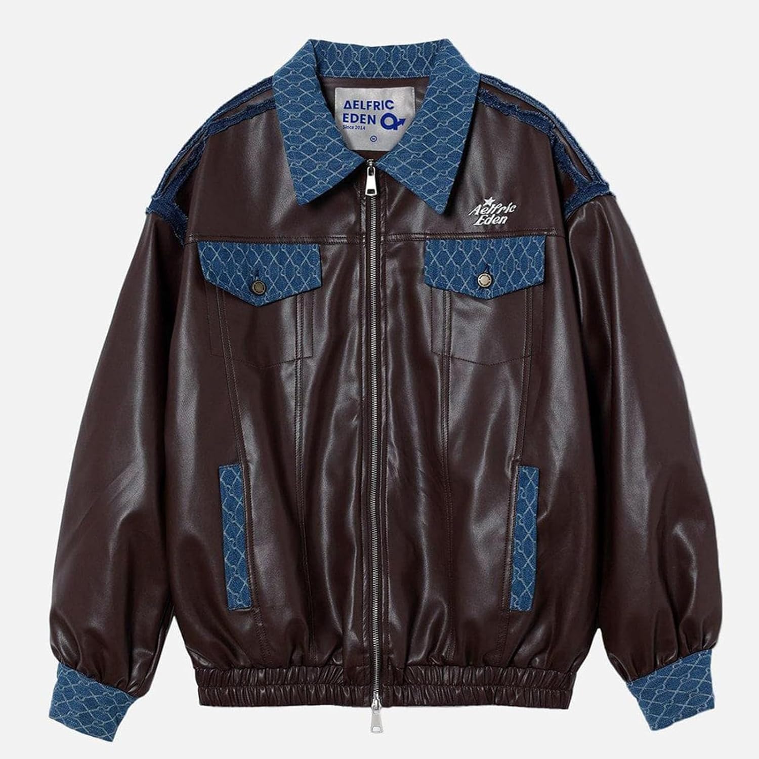 Aelfric Eden Mens Varsity Jacket Vintage Racing Motorcycle Graphic Bomber Jackets Oversized Unisex Streetwear jacket18brown