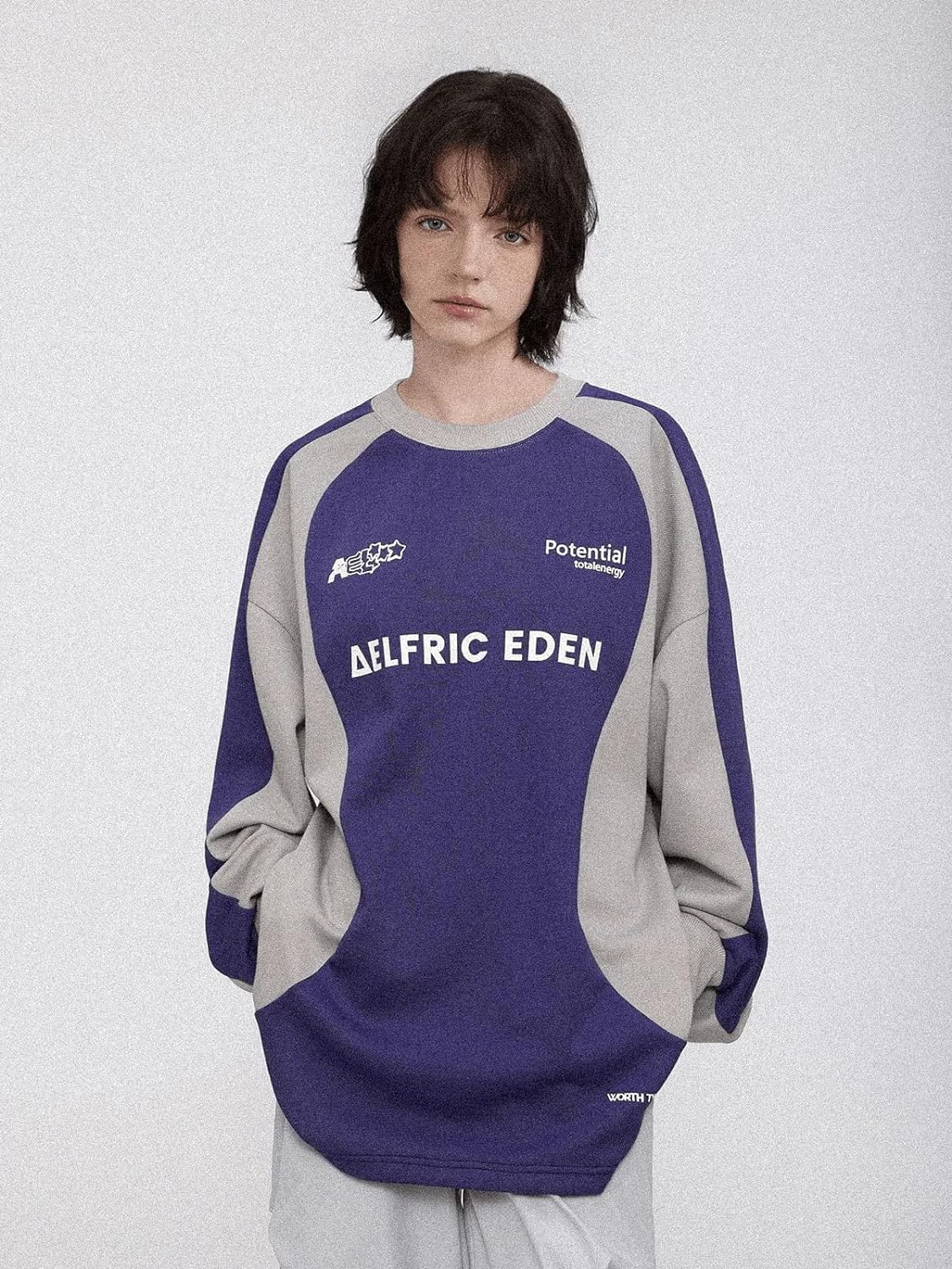 Aelfric Eden Oversized Crewneck Sweatshirts For Men Red Vintage Graphic Pullover Loose Fit Streetwear Long Sleeve TopBpurple